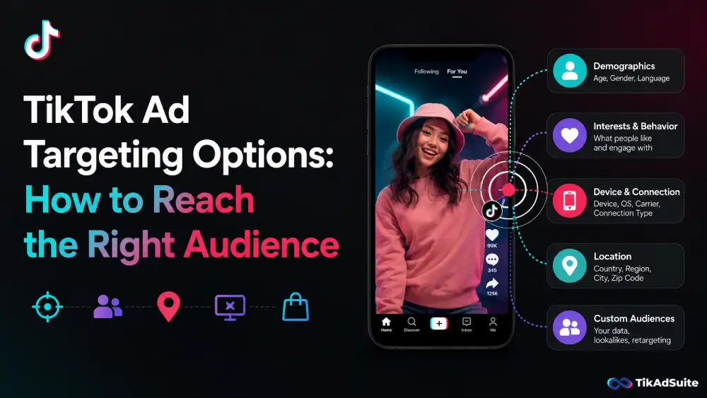 TikTok ad targeting options and audience segmentation infographic