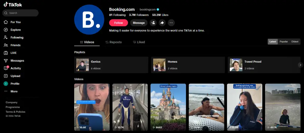 TikTok Booking.com