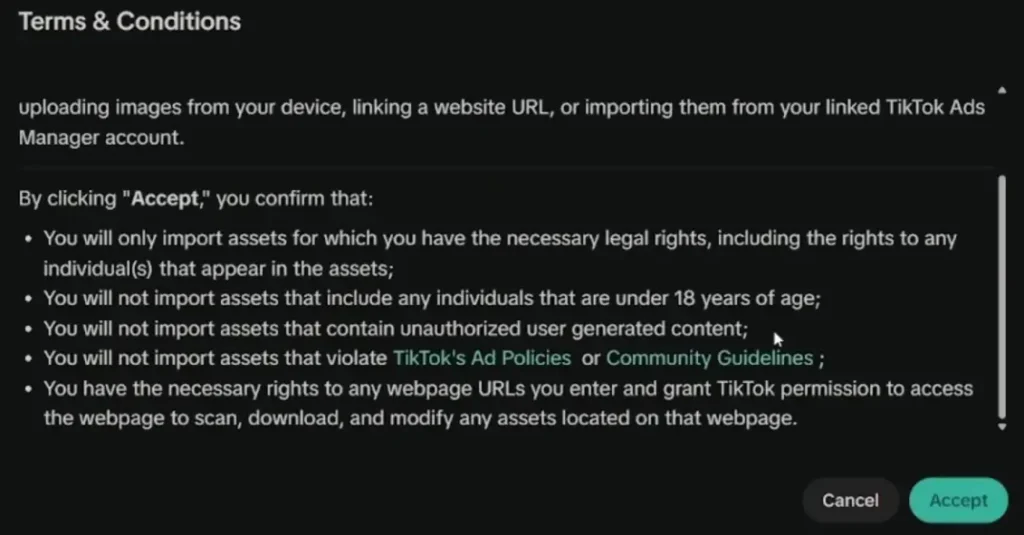 Accepting terms and conditions