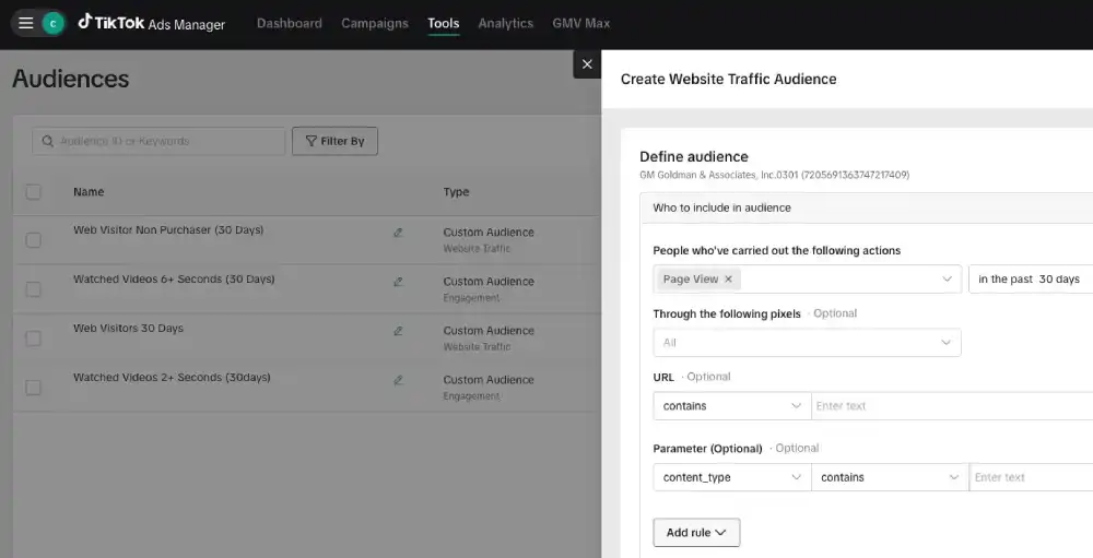 Create Audience and select your audience type