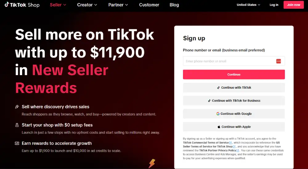 Log in to TikTok Seller Center