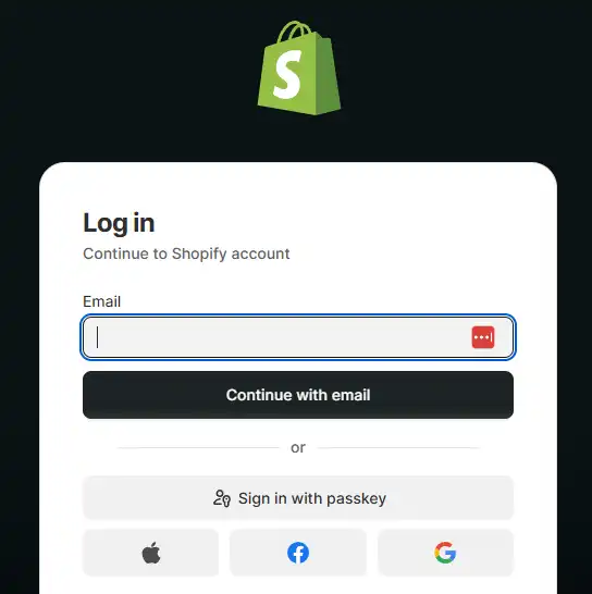 Log in to your Shopify admin panel