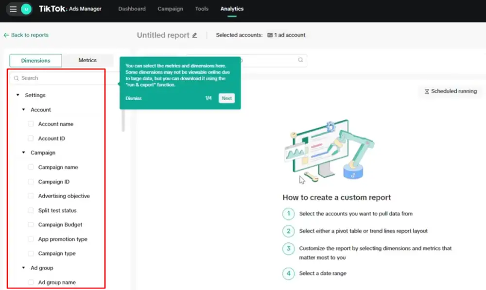 The TikTok Ads Analytics Customization Toggle