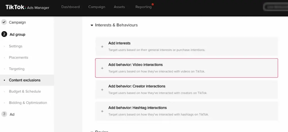 TikTok Ads Interest and Behavior Targeting