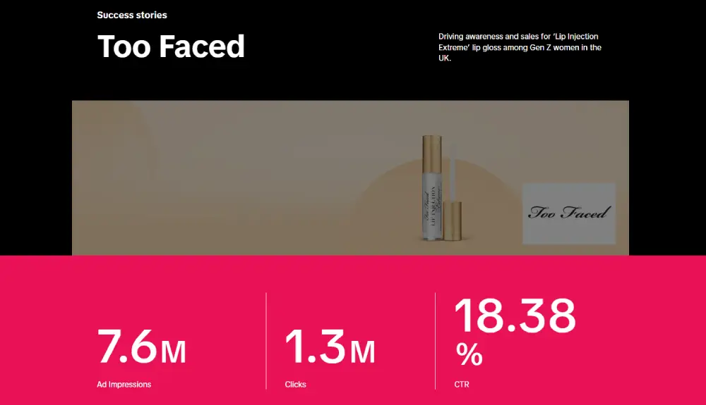 TikTok case study for Too Faced