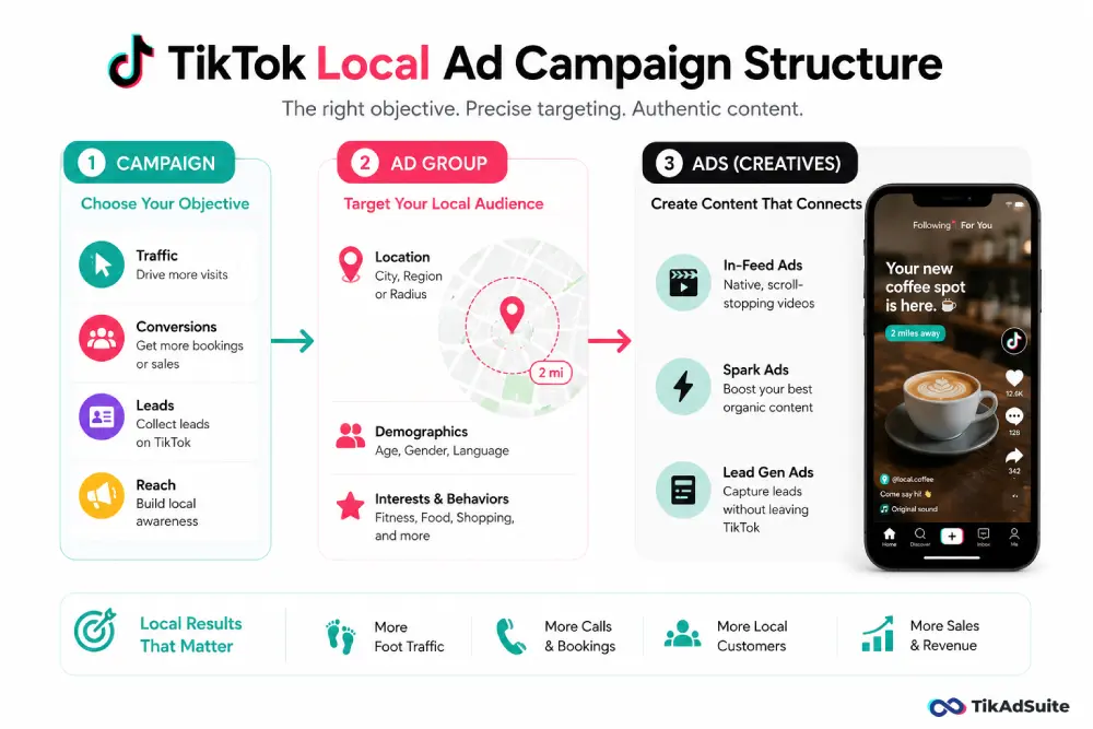 TikTok local ad campaign structure