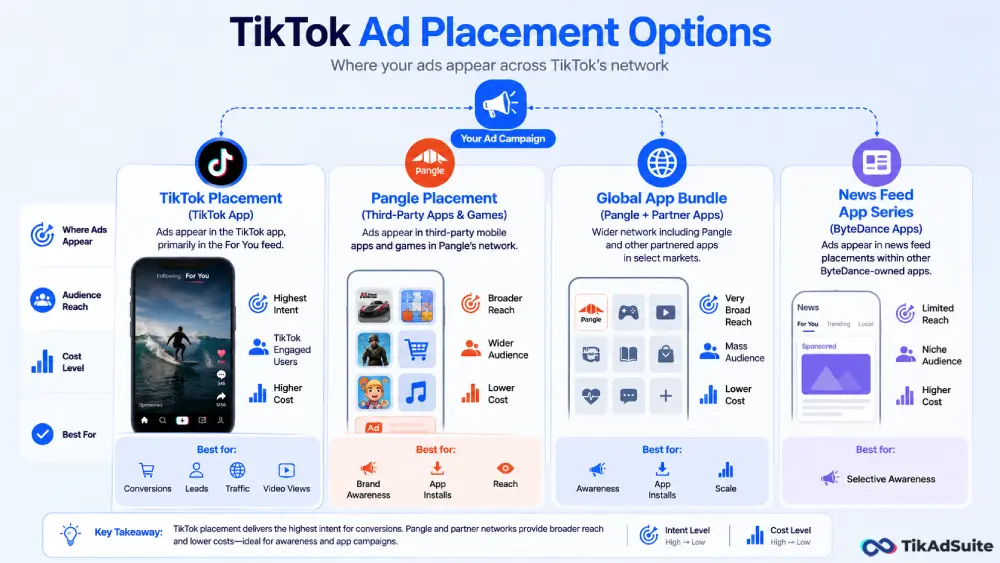 TikTok placement options diagram