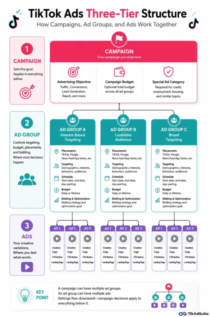 Visual breakdown of TikTok ads three-tier structure
