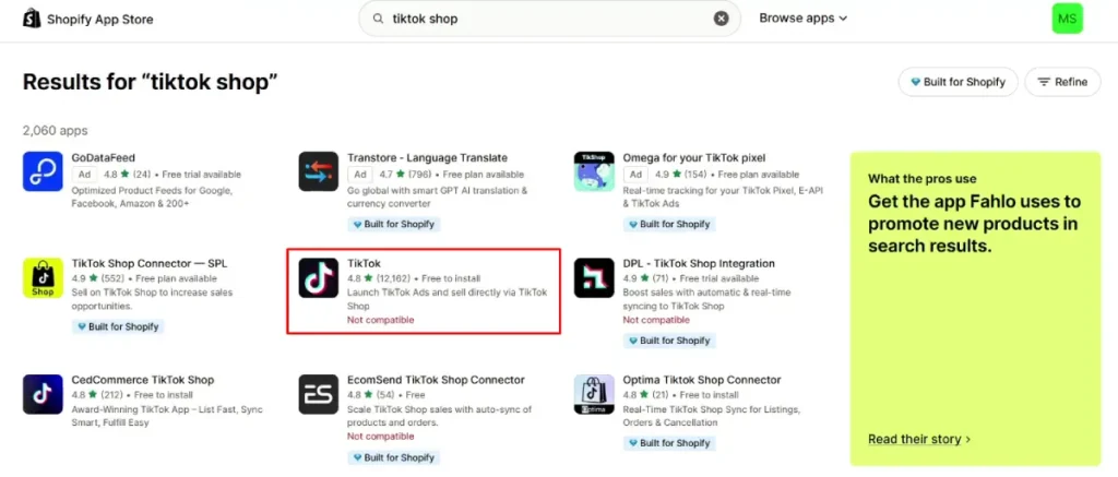 Find the TikTok channel