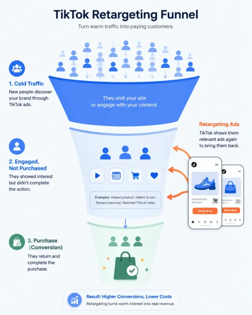 Funnel showing cold traffic to conversion