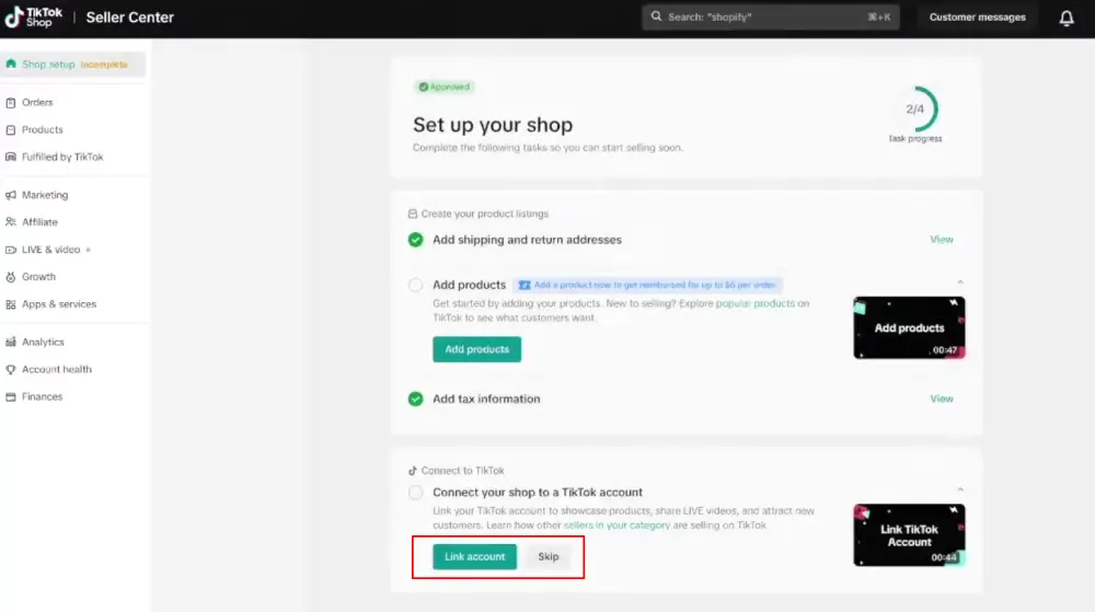 Link Your TikTok Account to Your Shop