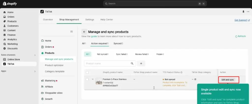 Select products to sync