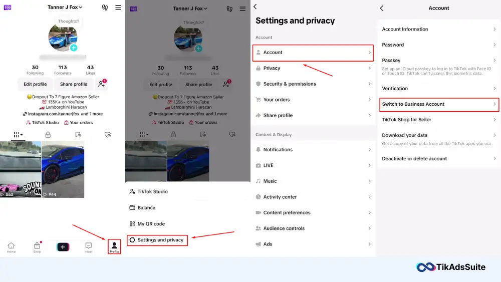 Switch to Business Account