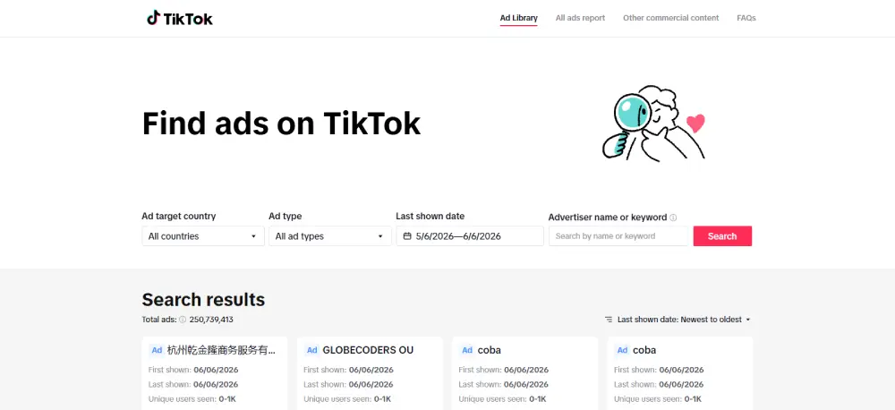 TikTok Commercial Content Library