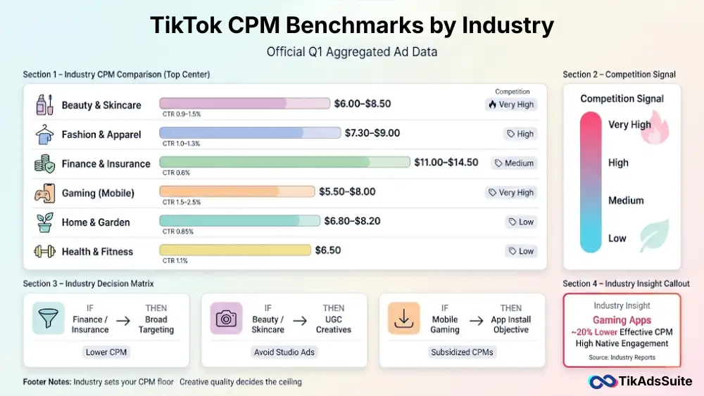 TikTok CPM Benchmarks by Industry