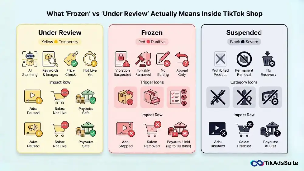 TikTok Shop Products Frozen vs Under Review