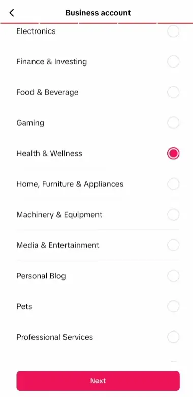 Choose Your Business Category
